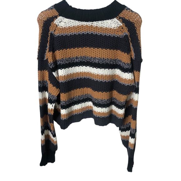 Free People Devon Stripe Crop Sweater Multicolor Medium OB1568915 Open Knit - Picture 8 of 12